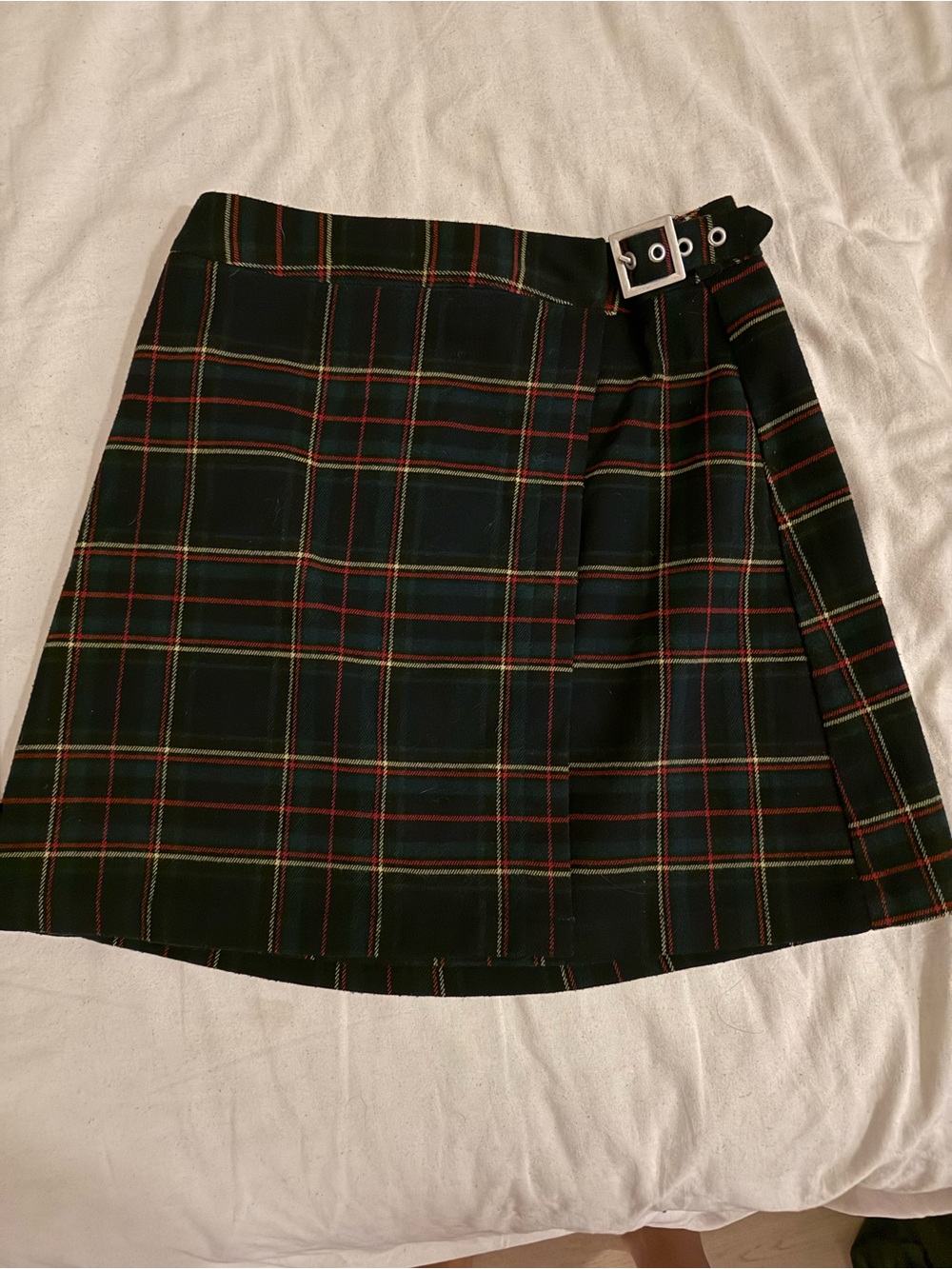 Brandy Melville Black Tartan Mini Skirt with Buckle